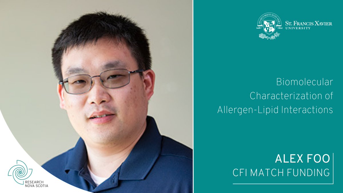 Congratulations to Dr. Alex Foo at @stfxuniversity for receiving @InnovationCA Match Funding for #research exploring biomolecular characterization of allergen-lipid interactions. 🧵(1/4)