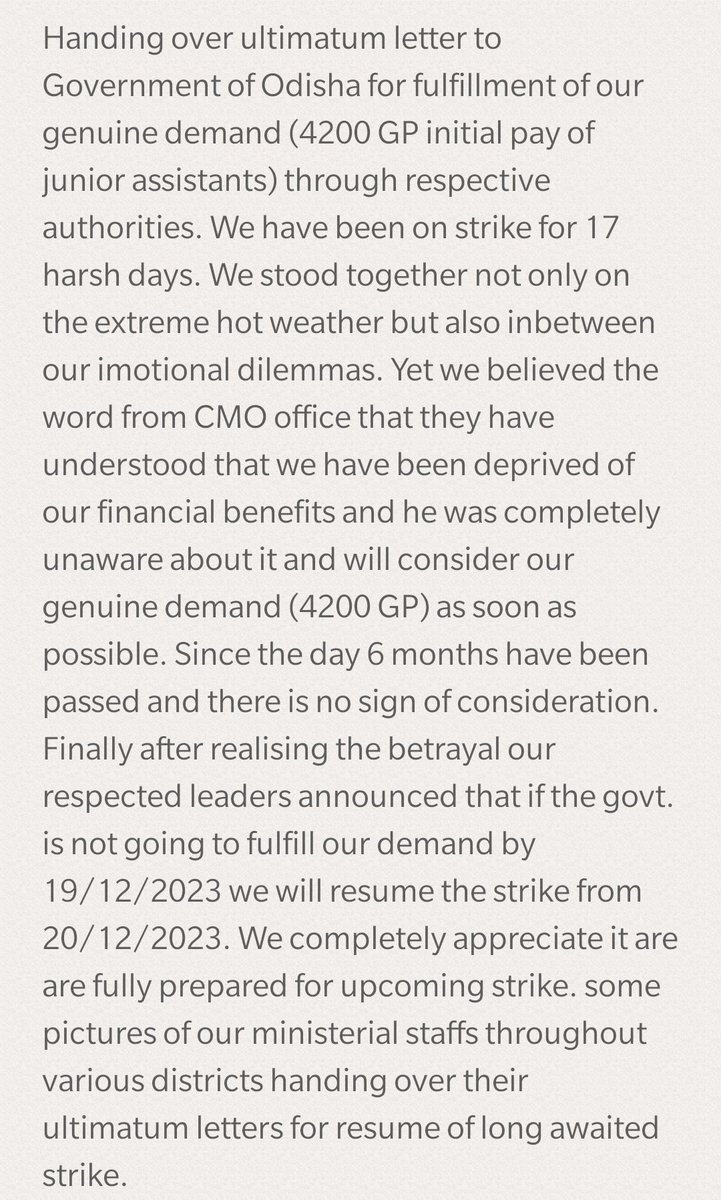 Zillastariya Amala's movement against exploitation (@amalaganjam) on Twitter photo #JuniorAssistantDemand4200GP
#WeDemandLegitimate4200GP
#Justiceforjuniorassistants
#Odisha
#BJD
#vkpandian
<a href="/CMO_Odisha/">CMO Odisha</a>
<a href="/Naveen_Odisha/">Naveen Patnaik</a>
<a href="/VKPANDIANSIRFC/">NAVEEN ODISHA</a>
<a href="/PradeepJenaIAS/">Pradeep Jena IAS</a>
@gopabandhu24
<a href="/ZmamOdisha/">Zillastariya Milita Amala Mancha Odisha</a>
<a href="/OdishaOmoa/">OMOA Odisha,ଓଡିଶା ଅମଲା ସଂଘ</a>
<a href="/pranabpdas/">Pranab Prakash Das</a>
<a href="/BJP4Odisha/">BJP Odisha</a>
<a href="/otvkhabar/">ଓଟିଭି</a>
<a href="/NandighoshaTV/">NandighoshaTV</a>
<a href="/kanak_news/">Kanak News</a>
<a href="/NEWS7Odia/">Prameya News7</a> #JuniorAssistantDemand4200GP
#WeDemandLegitimate4200GP
#Justiceforjuniorassistants
#Odisha
#BJD
#vkpandian
<a href="/CMO_Odisha/">CMO Odisha</a>
<a href="/Naveen_Odisha/">Naveen Patnaik</a>
<a href="/VKPANDIANSIRFC/">NAVEEN ODISHA</a>
<a href="/PradeepJenaIAS/">Pradeep Jena IAS</a>
@gopabandhu24
<a href="/ZmamOdisha/">Zillastariya Milita Amala Mancha Odisha</a>
<a href="/OdishaOmoa/">OMOA Odisha,ଓଡିଶା ଅମଲା ସଂଘ</a>
<a href="/pranabpdas/">Pranab Prakash Das</a>
<a href="/BJP4Odisha/">BJP Odisha</a>
<a href="/otvkhabar/">ଓଟିଭି</a>
<a href="/NandighoshaTV/">NandighoshaTV</a>
<a href="/kanak_news/">Kanak News</a>
<a href="/NEWS7Odia/">Prameya News7</a>