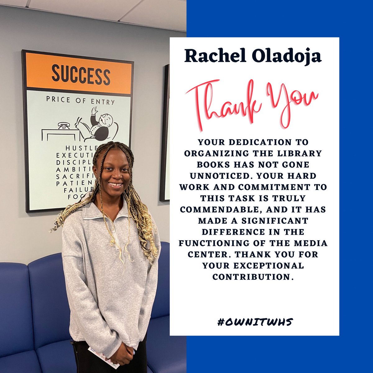 Kevin_Carroll_'s tweet photo. WHS Student Spotlight - Rachel Oladoja #OwnitWHS #astudentabove https://t.co/wnpLkoWTJr