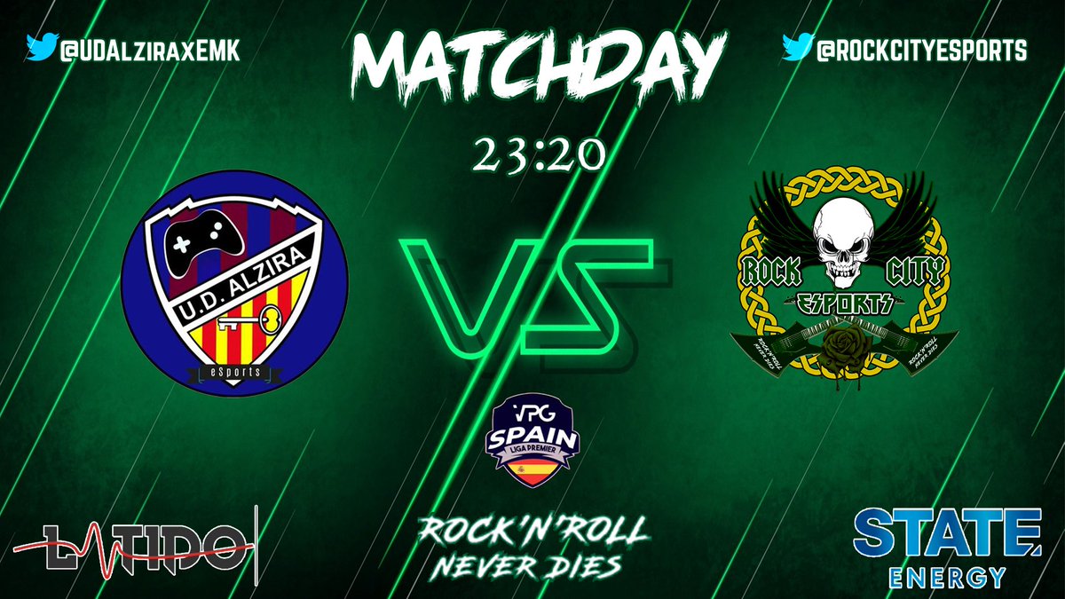 RockCityEsports's tweet photo. 🔥MATCHDAY🔥

¡Hola rocker@s! Seguimos con esta enorme semana de partidos dandolo todo.

🏆|@EFAesportsSpain 
🕚|22:40
🆚|@CDT_ProClubs 

🏆|@VFOspain 
🕚|23:00
🆚|@ADCeutaeSports 

🏆|@VPG_Spain 
🕚|23:20
🆚|@UDAlziraxEMK 

@latidoshop @statedrinks @ComunidadClubes https://t.co/6BJTujNbLL