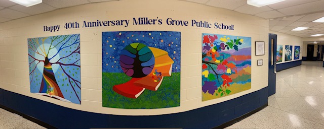 It's official!  Happy 40th Anniversary, Miller's Grove!  A big Gecko thank you goes to the wonderful Mrs. Karrandjas (& her helpful husband) for putting together our banner!  Thank you to Mr. Swica & the custodial team for hanging up our amazing student art!  #HappyBirthdayGeckos