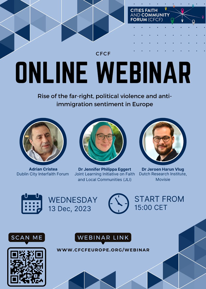 LondonFaiths's tweet photo. CFCF is hosting a webinar tomorrow on "The rise of the far right &amp; anti-immigration sentiment in Europe"
@jeroen_vlug (@Movisie) @adriandcif (@Dub_Faith_Forum) &amp; @j_p_eggert (@JLIFLC) will be sharing Dutch, Irish &amp; Europe-wide perspectives
Register: https://t.co/Cb67wPfXZZ https://t.co/7V64z5VpIT