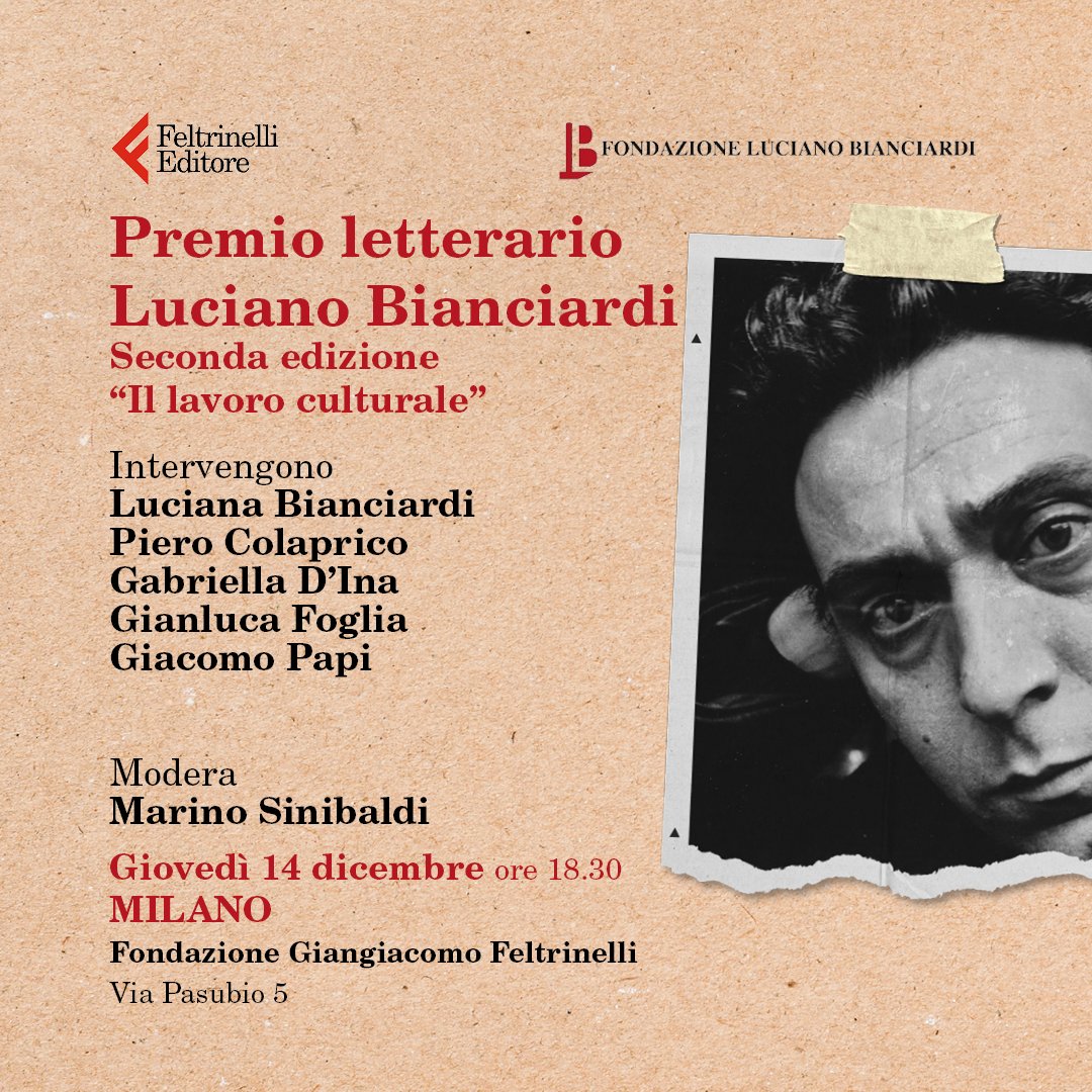 Giovedì prossimo seconda edizione de #IlPremioLetterario #LucianoBianciardi con #LucianaBianciardi @giacomopapi @marinosinibaldi