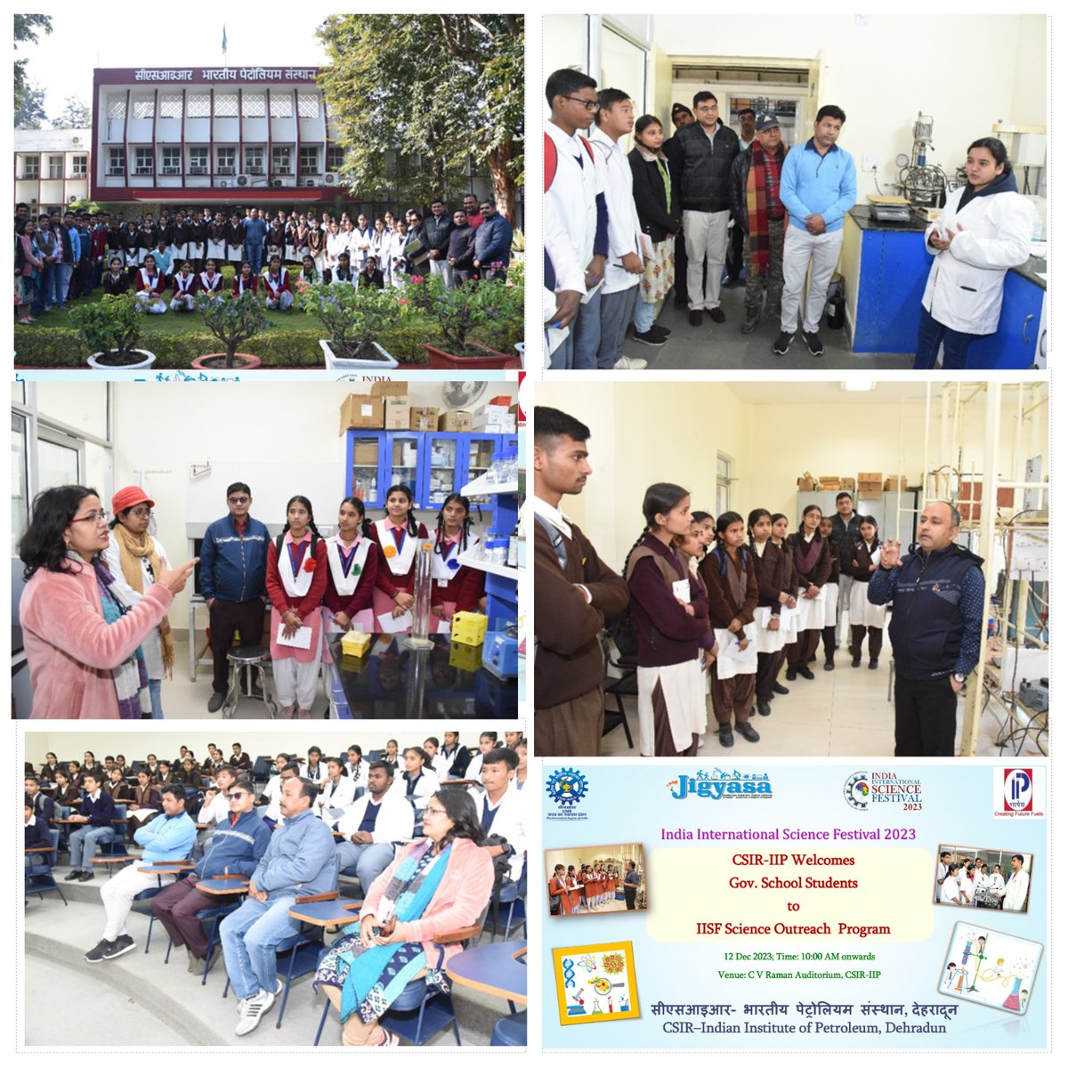 School students were given the opportunity to engage in a laboratory experience as part of the #IISF2023 outreach under the “Jigyasa 2.0 program” held at @CSIRIIP, Dehradun on December 12, 2023. @IndiaDST @karandi65 @CSIR_NIScPR @nifindia @PIB_India @CsirJigyasa @AkashvaniAIR