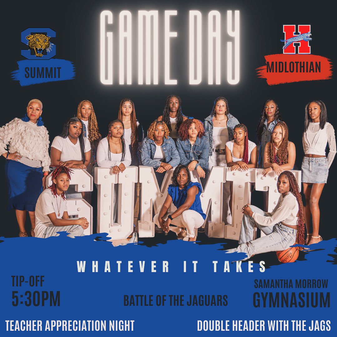 It’s Game Day! Battle of the Jaguars going down at Samantha Morrow Gymnasium this evening! Come out and BE LOUD!! 📍Summit HS(The Jungle) ⌚️Varsity: 5:30pm ⌚️9th/ JV: 7:00pm #WIT💯💙#teacherappreciationnight🖤 @MISDSummitJags @MISDathletics @HowardMSKnights @tahowardath