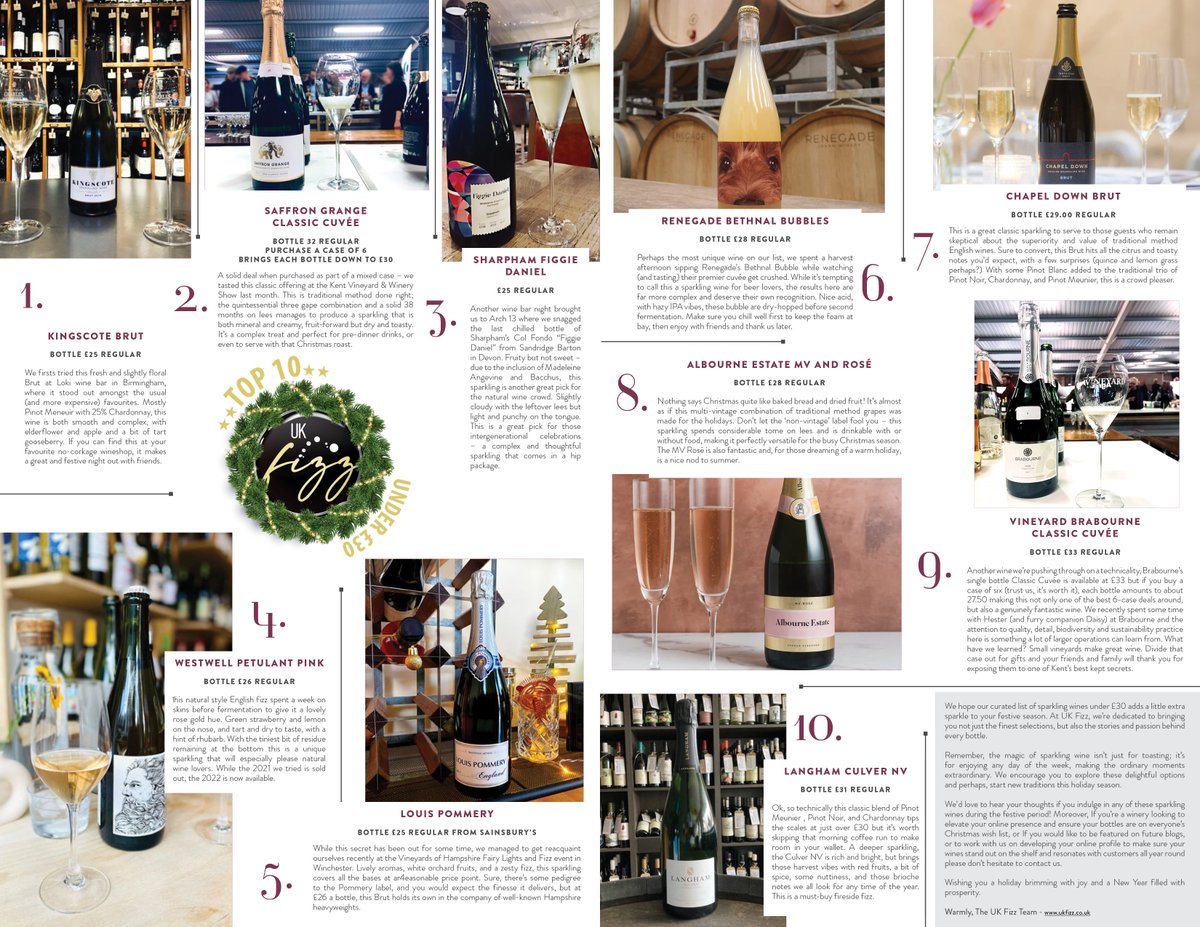 We have put together a list, in no particular order, of our top 10 sparkling wines. We personally vouch for the bang-for-buck quality of these suggestions (having tried them all recently); they all ring in at £30 or less.

lnkd.in/e339yi7F
#FestiveFizz #SparklingWine