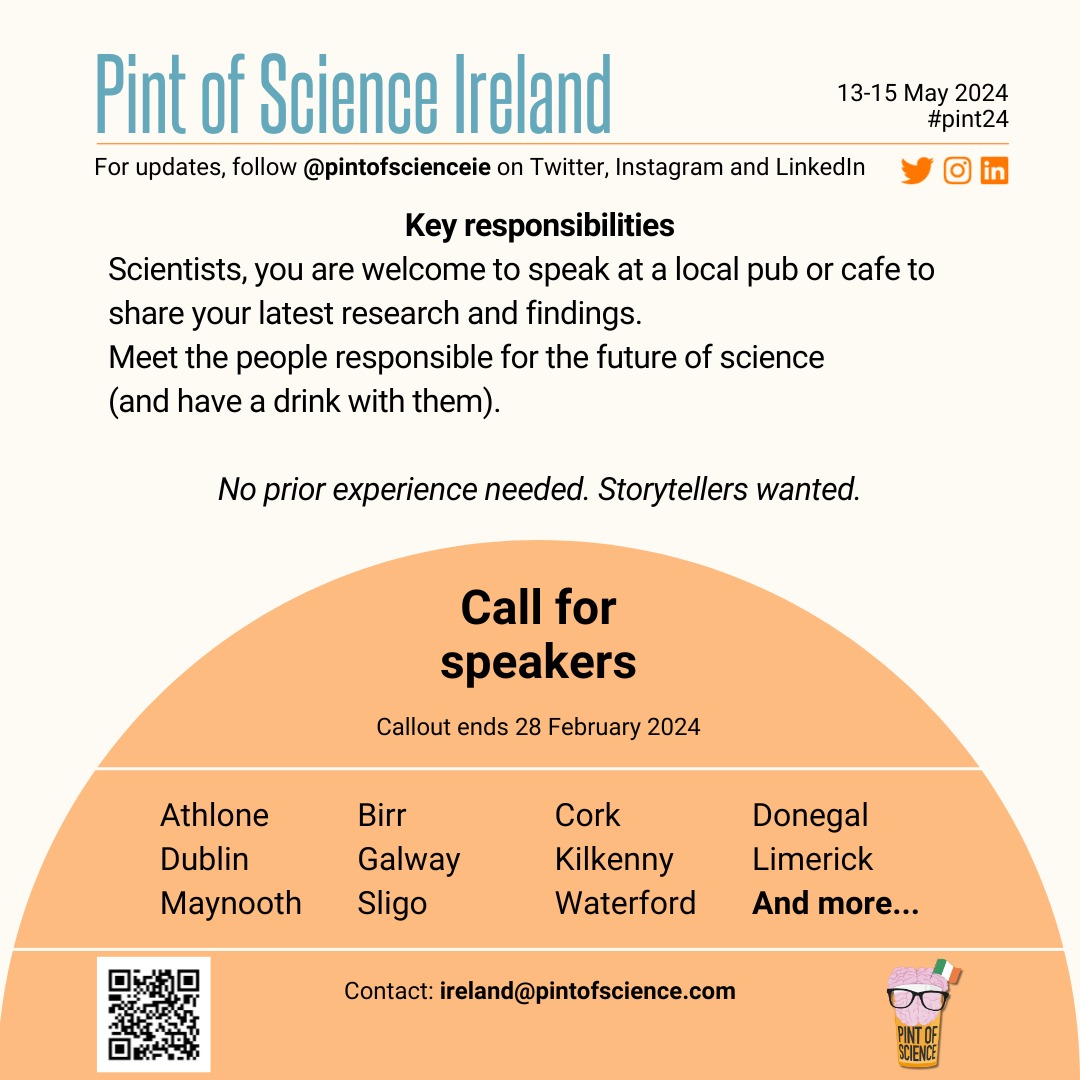 🌟 Calling all science enthusiasts! 🧪🔬 Join us at @PintOfScience for an incredible opportunity to present and inspire! 🎤📚 🌟 Open to any level of any STEAM discipline that wants to tell a story with their research. 🔬🧬#PintOfScience #ResearchPresentation #ScienceEnthusiasts