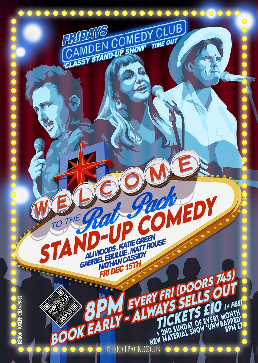 FRIDAY! <a href="/CamdenComedy/">Camden Comedy Club</a>
ALWAYS SELLS OUT - GRAB TICKETS!

8pm THE RAT PACK inc
<a href="/AliWoodsGigs/">Ali Woods</a> <a href="/GabrielEbulue/">Gabriel Ebulue</a> <a href="/nathancassidy/">Nathan Cassidy</a> 
£10 +fee⬇️
dice.fm/event/b7ekg-th…

630pm @KTspicey ⬇️
dice.fm/event/e8x32-ka…

+ NEW YEAR'S EVE SPECIAL! 7-9PM (£15+fee) ⬇️
dice.fm/event/a5mwv-th…