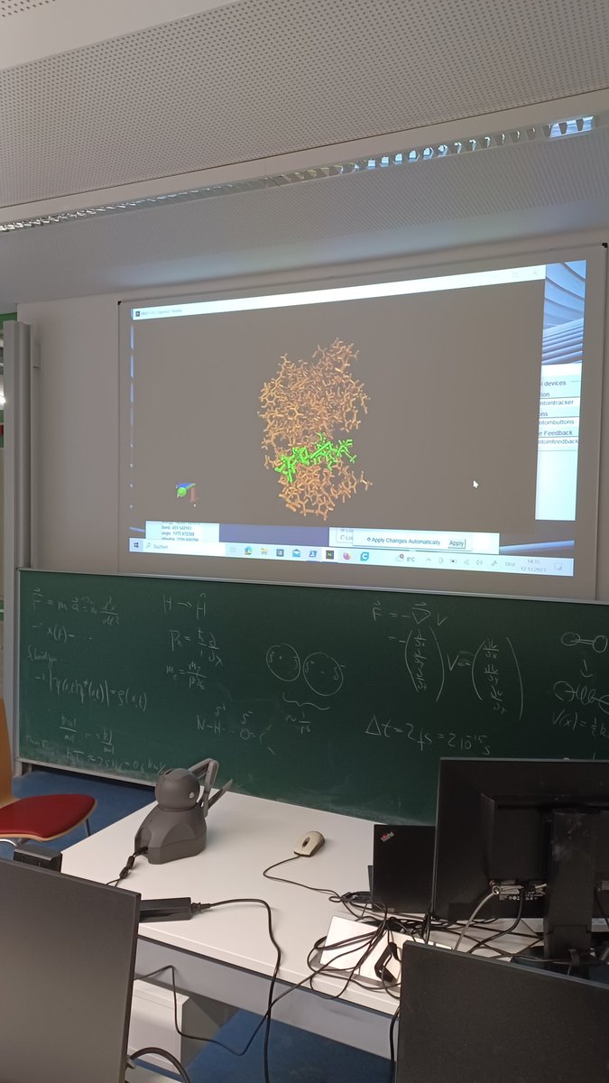 Teaching Molecular Dynamics with GROMACS @UniFAU! A nice add-on for an haptic feeling of protein structures are interactive simulations with VMD and NAMD 💪 @biomemphys @GMX_TWEET #compchem #science #proteins #teaching