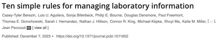 This is so boring 😪 ...and I love it so much ❤️  #LaboratoryManagement #LabTips 

Ten simple rules for managing laboratory information buff.ly/48caUJr