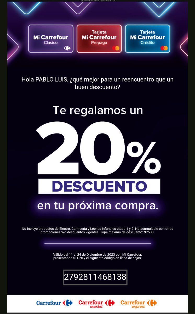 Hola <a href="/carrefourarg/">Carrefour Argentina</a>  2500 pesos es un 20%? ESTAFADORES MISERABLES