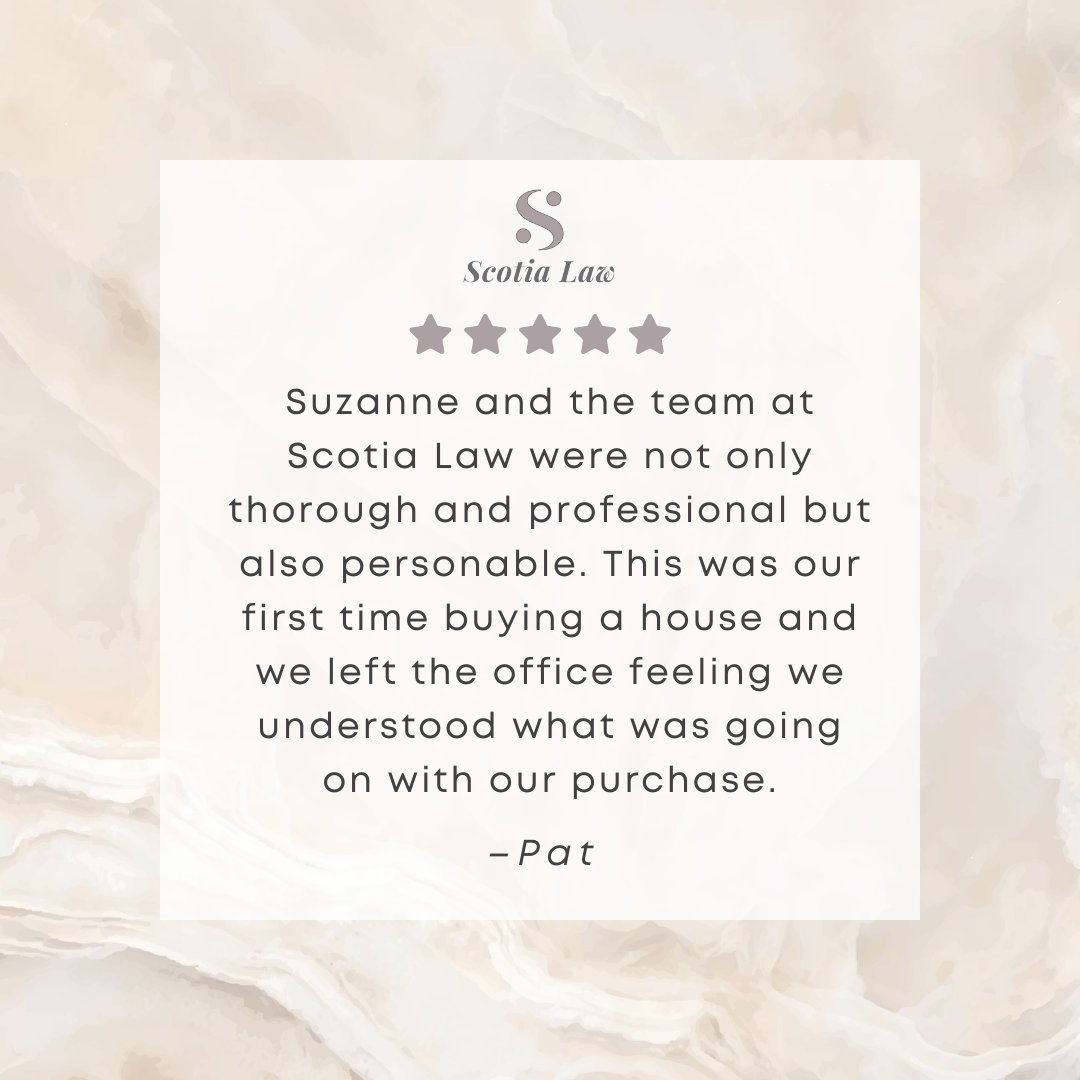 #testimonialtuesday Buying your first home can be daunting, but at Scotia Law, we're committed to helping you through each step of the process so you are informed and confident with your purchase! 

#halifax #dartmouth #lawfirm #lawyers #probatelaw #realestatelaw #familylaw