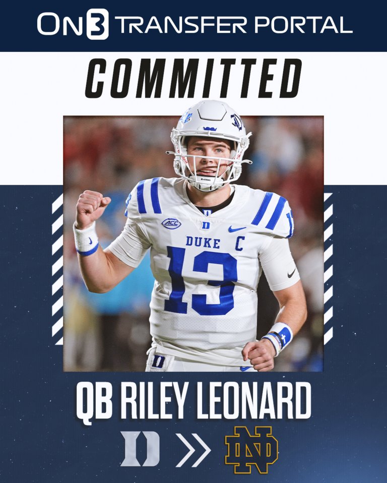 Ex-Duke QB Riley Leonard Commits to Notre Dame From Transfer Portal