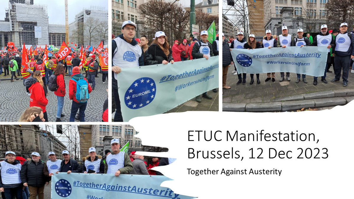 Today thousands of trade unionists from all over Europe came to Brussels to march united for a fair deal for workers! EUROMIL represented the #WorkersInUniform with a small but convinced delegation. @etuc_ces @ituc @EPSUnions @Euro_COP