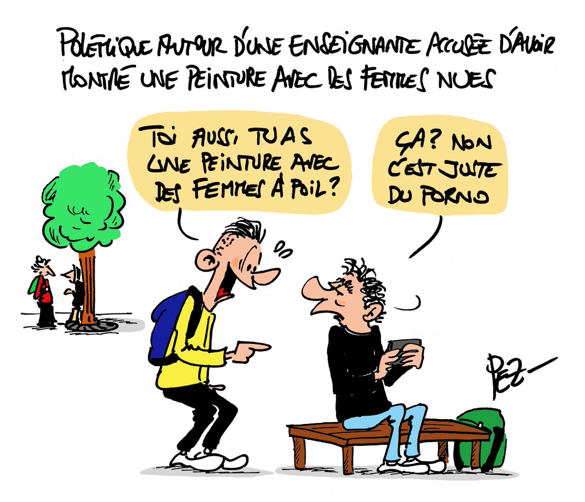 PEZdessinateur's tweet photo. #EducationNationale #education #nu #peinture #art #enseignante #Yvelines #Issou #college #porno #collegiens #polemique #intimidations #eleves #DessinDePresse #dessin https://t.co/3QXaY9tIve