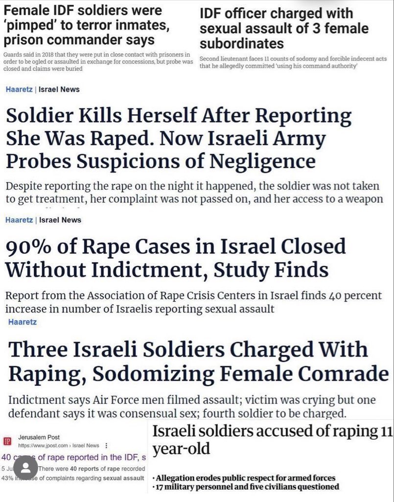 The IDF rapes so much, Israel have a hard time preventing them from raping each other It’s disgusting how Zionists projected their rape culture onto Palestinians