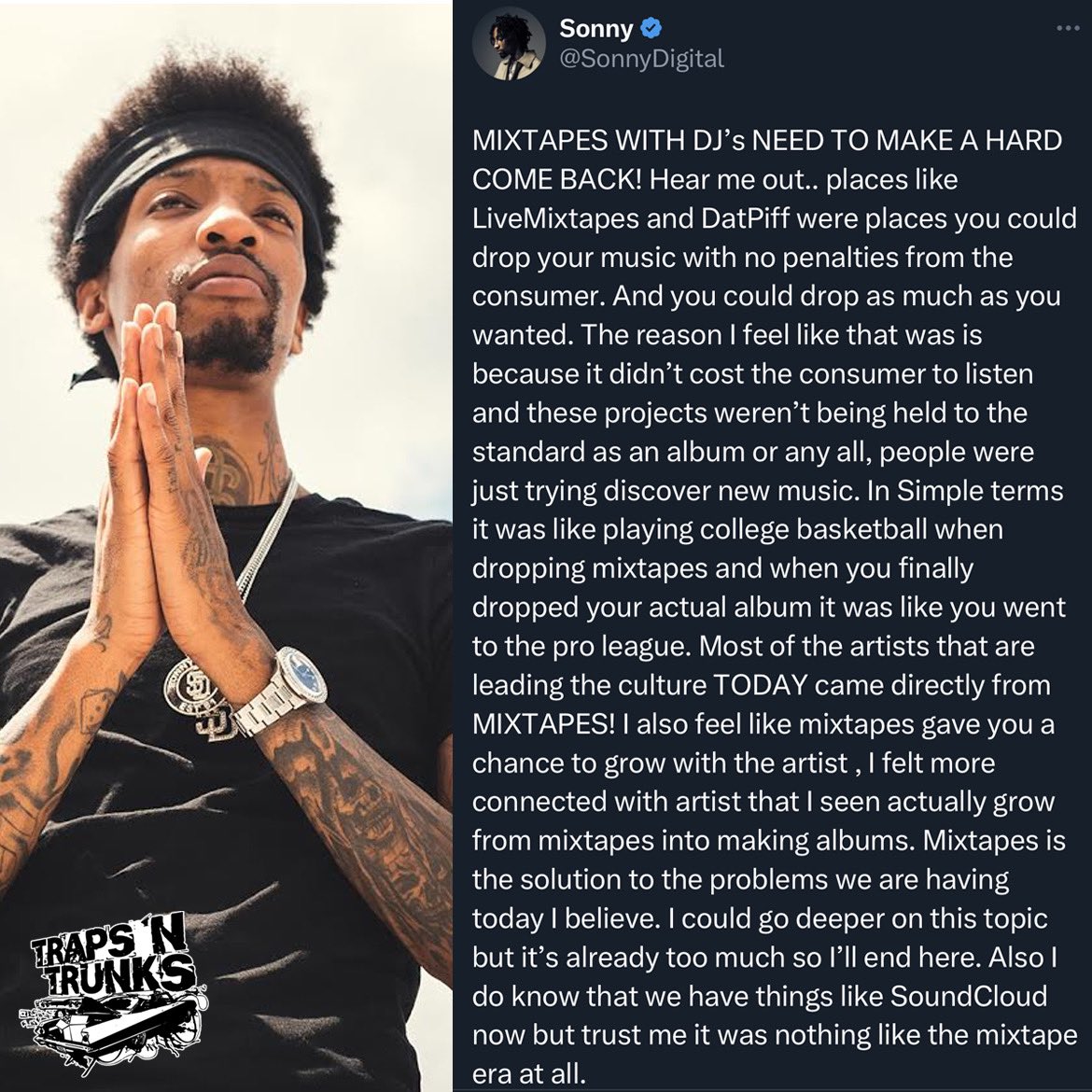 Sonny Digital thinks more artists should start dropping mixtapes again‼️💯 Thoughts?