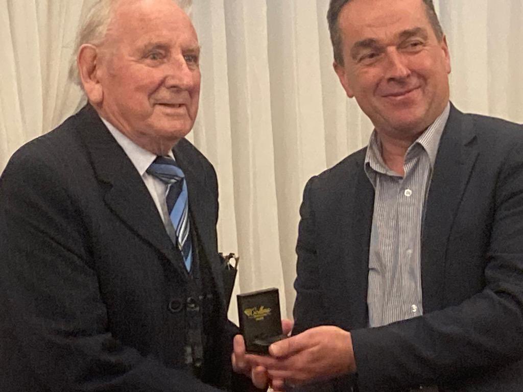 Naoise Jordan receiving his medal from Clare GAA Chairman on the completion of his term as Clare GAA President at the annual county convention in the Woodstock Hotel this evening.