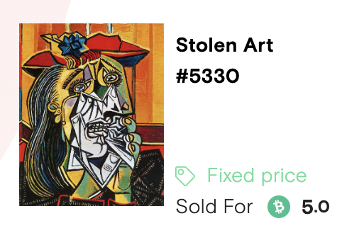 StolenArt_cash's tweet photo. A Picasso sold for 5 BCH. The hype is real. #eth #Ethererum https://t.co/uEUq4IHvhe