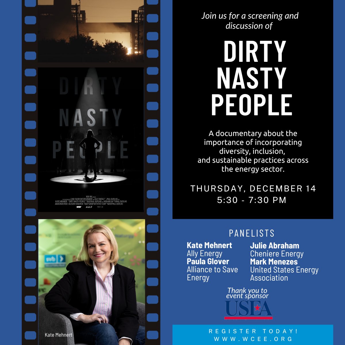 Join the conversation on energy conversion THIS WEDNESDAY for a screening of “Dirty Nasty People," followed by discussion and networking. Event is sponsored and will be held at USEA in DC on Dec. 14, 5:30pm-7:30pm. $15 (Members); $30 (non) Register lnkd.in/e4iqRySg