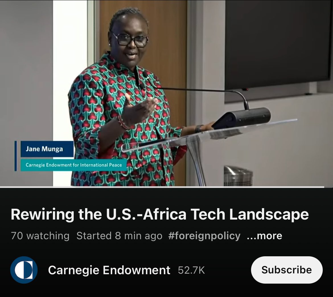 Watch Dr. @jane_munga go! Listen live on updates of the one year report of the US DTA ⁦@CarnegieEndow⁩ Africa Program