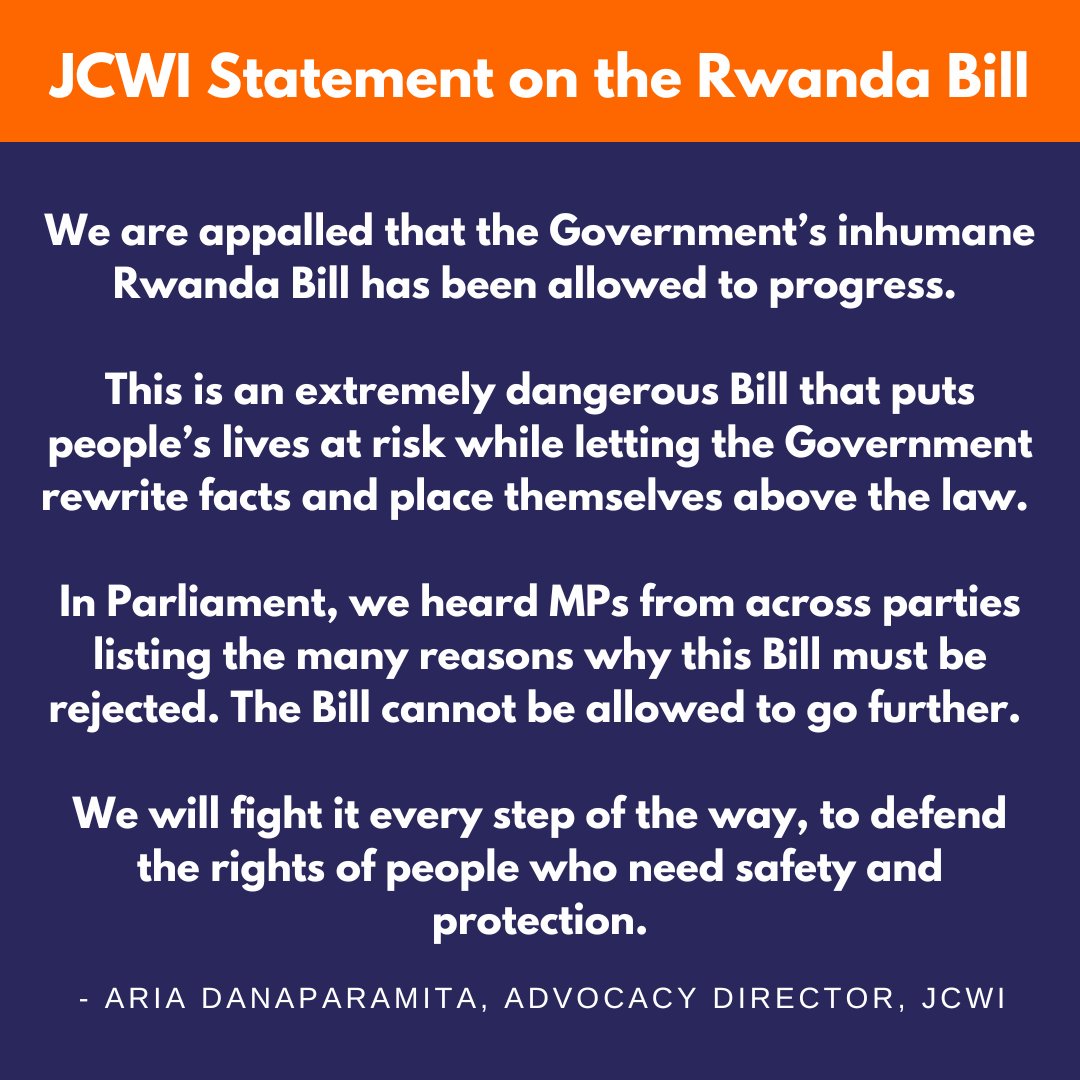 BREAKING: The Government's inhumane Rwanda Bill has passed its second reading in the House of Commons Read our statement 👇🏽