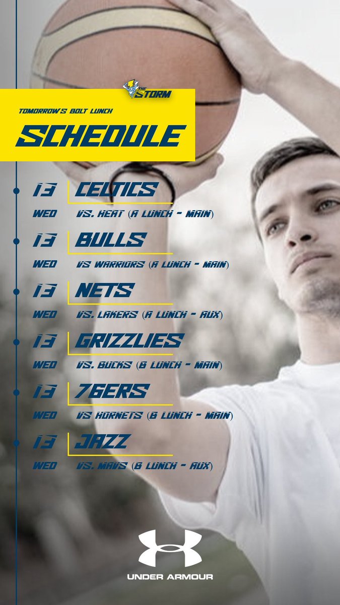 WS_Storm_PE's tweet photo. BOLT Lunch basketball schedule for tomorrow! 👏🏻🏀 https://t.co/2jcvNjhDC8