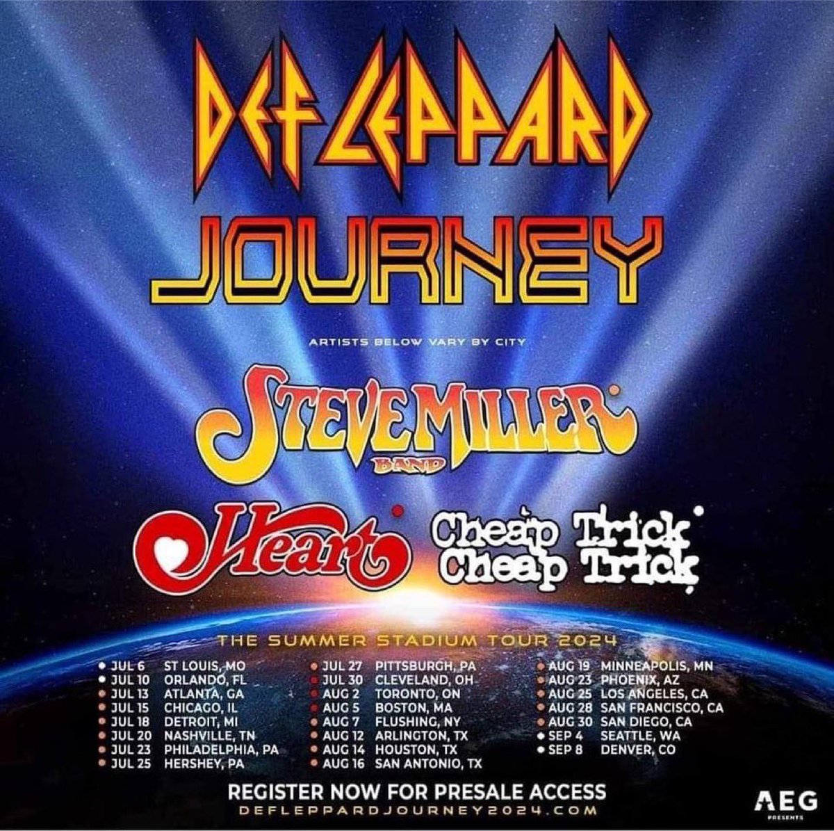 We can’t wait to RAWK the summer away with you all!! 🤟🏻💥🥁 Register NOW for early access to tickets 🎟️: defleppardjourney2024.com @JourneyOfficial #DeenCastronovo #TeamDeeno