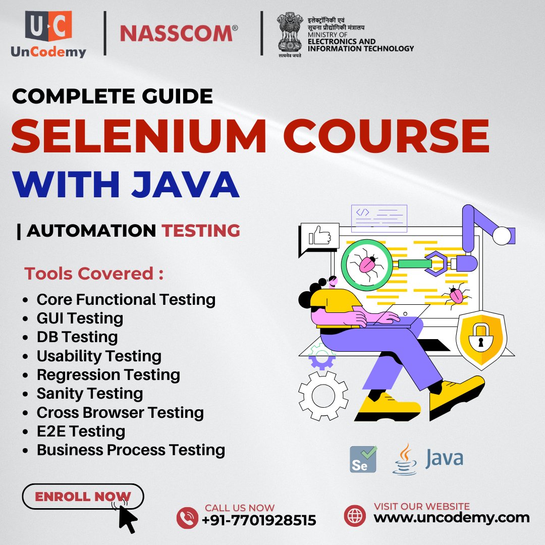 uncodemy's tweet image. 🚀 Elevate your expertise in Automation Testing with our comprehensive Selenium Course paired with Java! 

➡️ uncodemy.com

.
.
.
#uncodemy #SeleniumCourse #Java #AutomationTesting #TechEducation #UnCodeMyJourney #QualityAssurance #CareerInTech #ITTraining