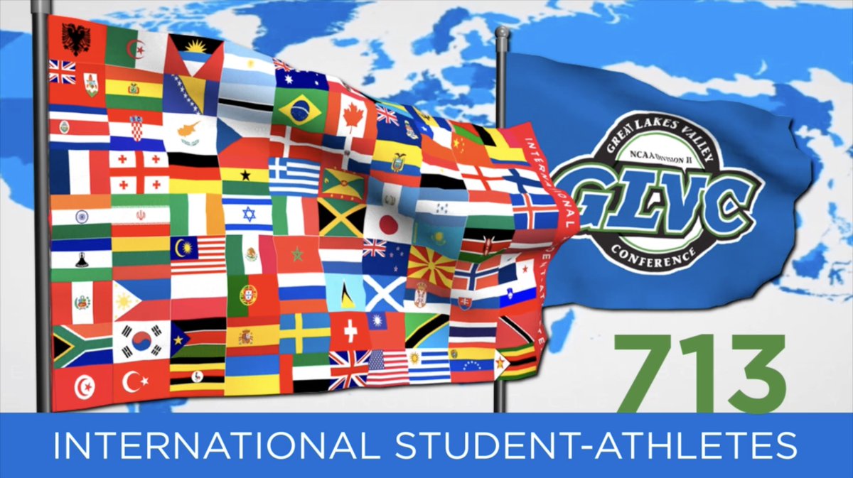 🌟 7️⃣1️⃣3️⃣ individuals on GLVC teams come from foreign countries, making up nearly 🔟 percent of the league's student-athlete body! #GLVCinternational
