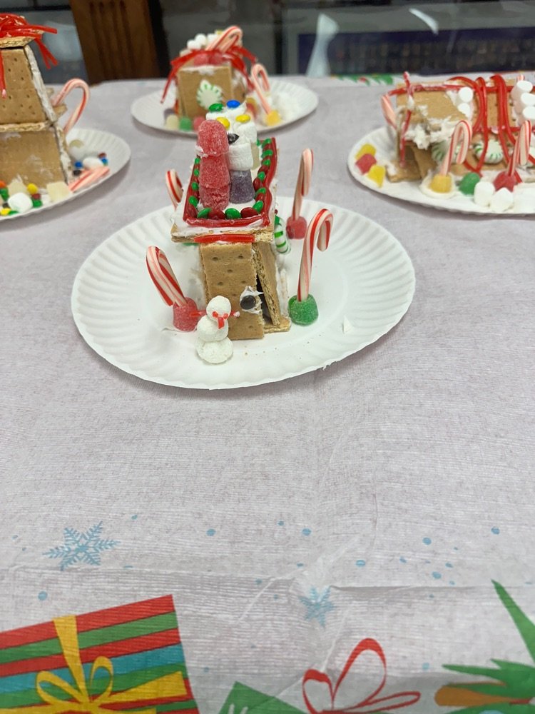 Check out these awesome gingerbread houses the MS Circle of Friends group made today !!