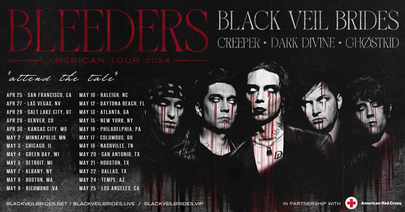 ATTEND THE TALE🩸 BLEEDERS TOUR 2024 Tickets on sale Friday: BlackVeilBrides.net