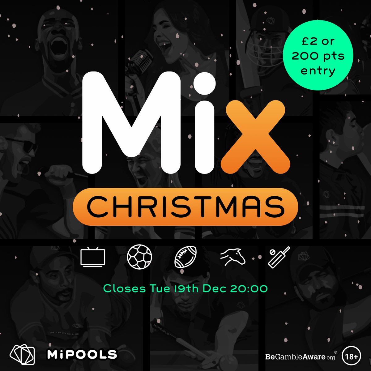 A new game covering the best festive events ✨

Sports Personality of the Year 🏆
Official Charts Xmas No. 1 🎶
Liverpool v Arsenal ⚽️
Australia v Pakistan 🏏
Chiefs v Raiders 🏈
King George VI Chase 🐎

Must be 18+. More info at 👇
mipools.com/#/splash/mix

#ItPaysToPlay