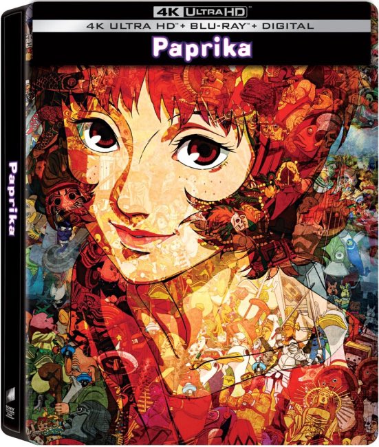 Paprika 4K Steelbook artwork A group of scientists invent a device that allows people to enter others’ dreams, but when the machine is stolen, a scientist must find it. Limited Edition SteelBook. Includes All-New Interview with Filmmakers Nobutaka Ike (Art Director), Michiya…