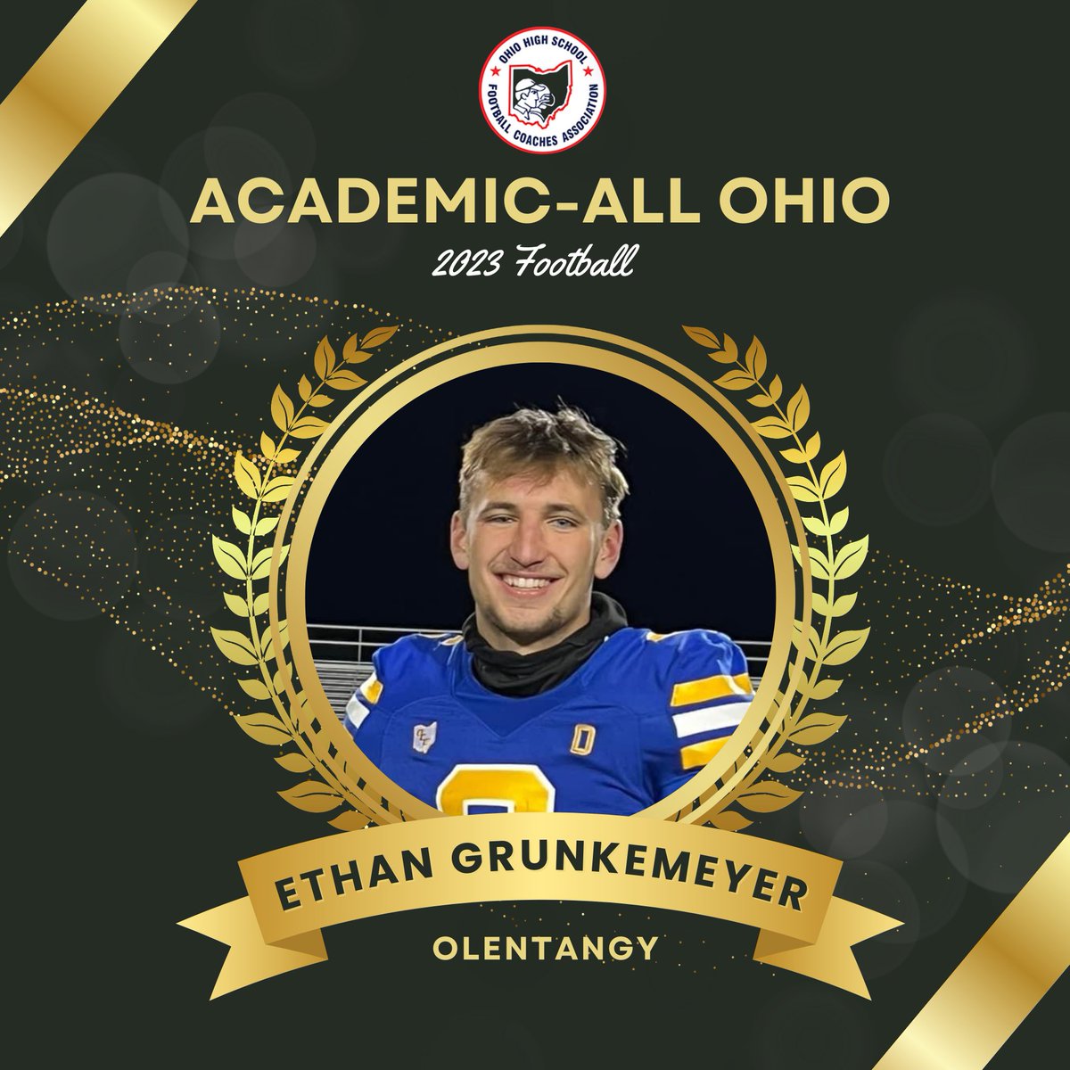 Olentangy Braves FB (@ohsbravesfb) on Twitter photo Congratulations to Ethan Grunkemeyer on his selection to the Ohio High School Football Coaches Association Academic All-Ohio Team. 
To be selected, players must be a senior, maintain a cumulative GPA of 3.60+, and earn First Team All-Conference, All-County, or All-District Congratulations to Ethan Grunkemeyer on his selection to the Ohio High School Football Coaches Association Academic All-Ohio Team. 
To be selected, players must be a senior, maintain a cumulative GPA of 3.60+, and earn First Team All-Conference, All-County, or All-District