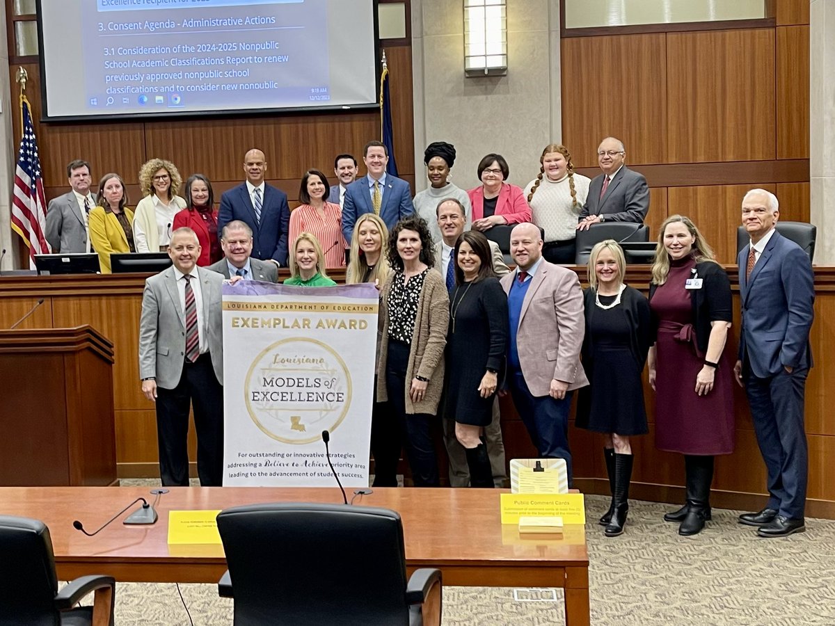 Recognizing the Central Community School System at <a href="/BESE_LA/">Louisiana BESE</a> this morning. We awarded the system with the Models of Excellence for their approach to meeting the unique needs of all students. #LaEd