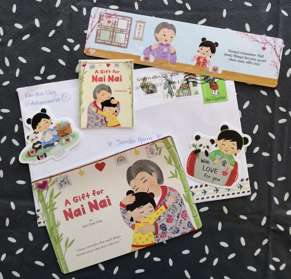 When the most generous debut author around, @autumnleaflet, sends you the cutest swag to brighten your day... congratulations Kim-Hoa on A GIFT FOR NAI NAI! #kidlit #scbwi #picturebook