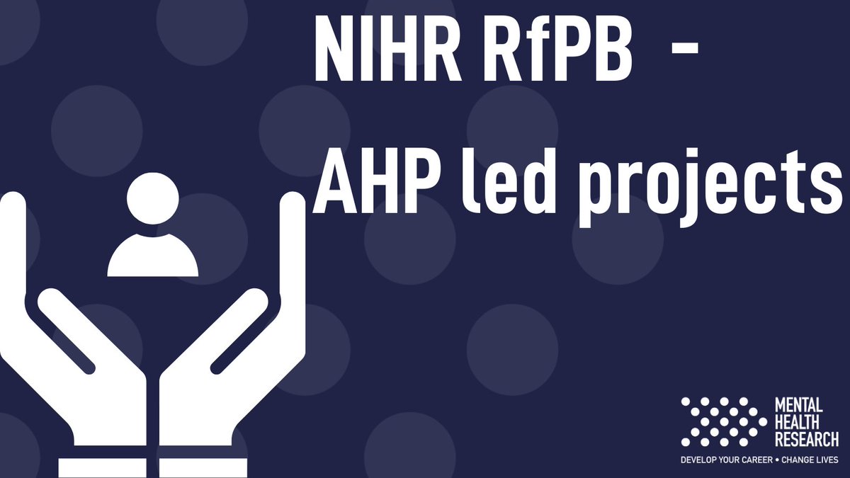 Are you an #ecr #ahp working in #mentalhealth research? The @NIHRcommunity is about to launch new RfBP funding, and this time it is just for you! Check out an overview here with handy links: mentalhealthresearch.org.uk/nihr-rfpb-call… @WeAHPs @OfficialCAHPR @MOT1ON_Research @PhysiosinMH