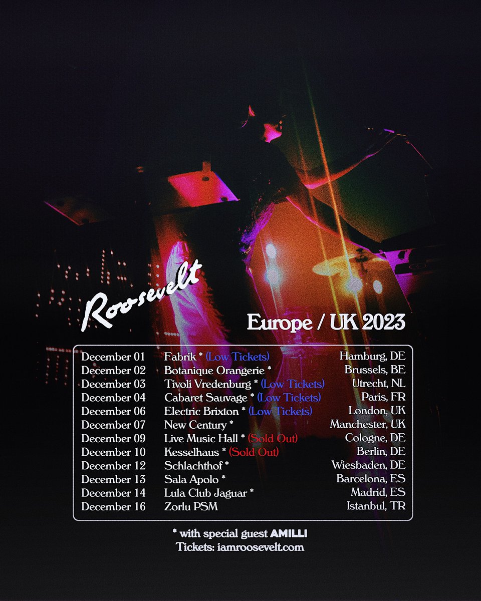 13/12/2023, @Sala_Apolo (Bcn): Amilli official + @roosevelt_music (Live!) [ @Primavera_Sound ]. GOTCHA! #Roosevelt #Amilli #MusicObsessions #primaveratours