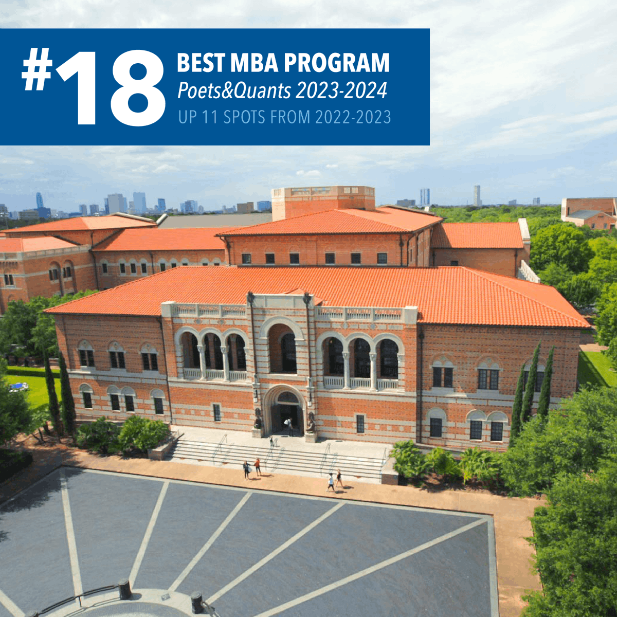Hello, top 20! <a href="/PoetsAndQuants/">Poets&Quants</a> announced their list of the top 100 U.S. MBA programs, and Rice Business climbed up 11 spots to No. 18, ranking highest in Texas. We thank our community for their commitment to excellence.
📲 Read more: bit.ly/3uNnC2T
#RiceBusiness #TopMBA