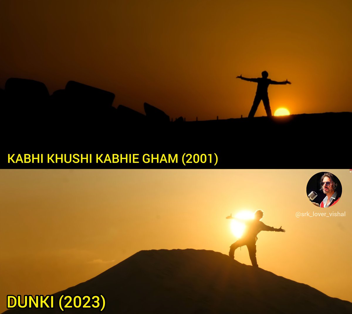 Those Iconic Signature Pose of SRK in #Dunki reminds me of  #KabhiKhushiKabhieGham vibes.𓀠🌄

#ShahRukhKhan𓀠 #OMaahi  #srklovervishal
