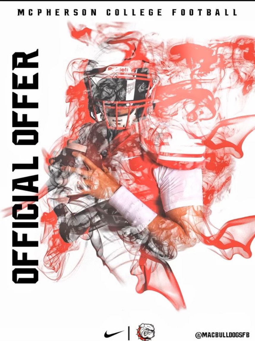 Blessed , To Be Able To Announce That I Have Received My First Scholarship Offer from McPherson College!  
Glory Be To God.
<a href="/CoachJFisc/">Coach Fiscus</a> <a href="/LRHSFBRecruit/">LakeRidgeFBRecruiting</a> <a href="/CoachKirkThor/">Kirk Thor</a> <a href="/Coach_GregDavis/">Greg Davis</a> 
<a href="/MACBulldogsFB/">McPherson Football</a>