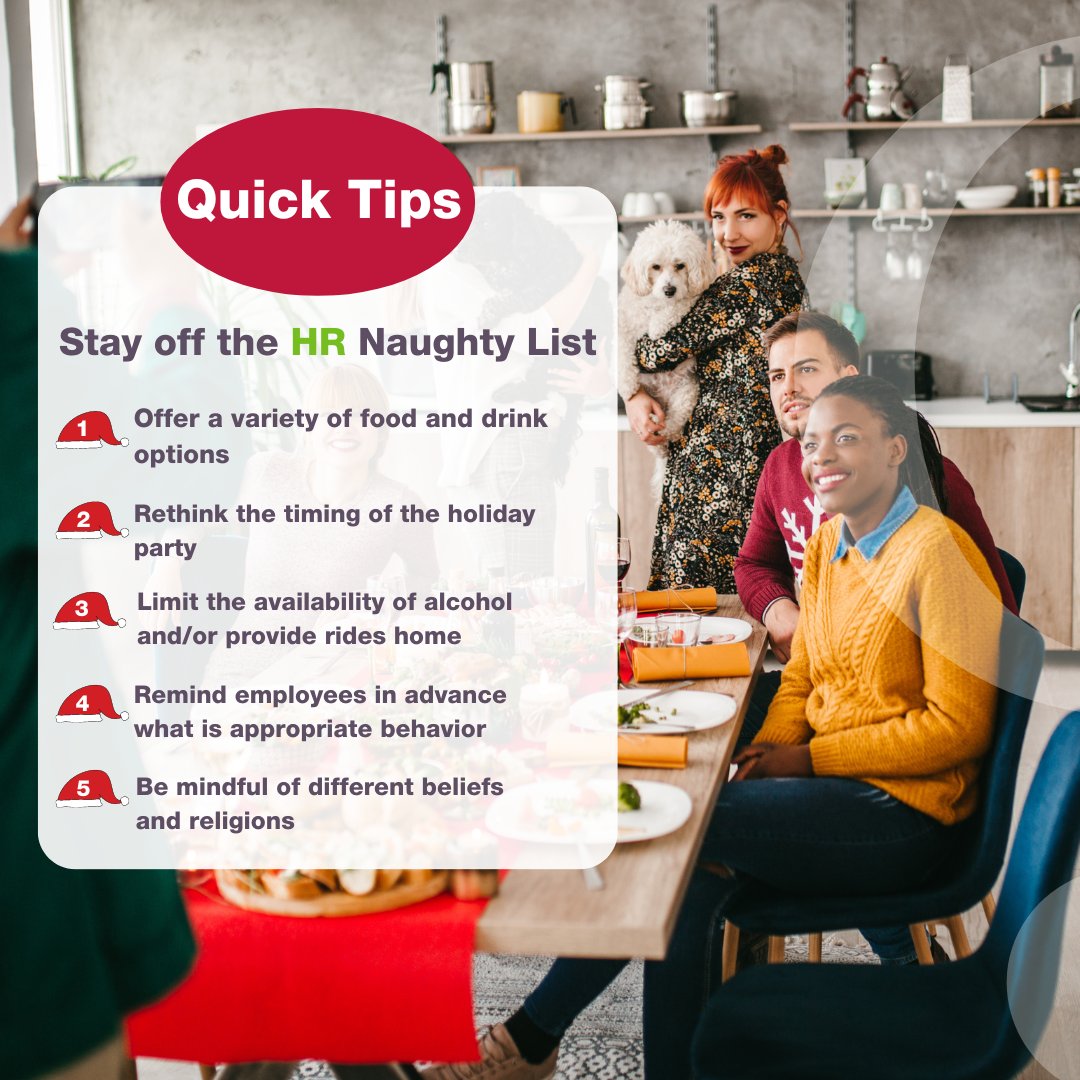 Stay off the #HR Naughty List this holiday season with these office party tips! Ensure a harmonious and enjoyable celebration for all. Discover how to keep your party fun, respectful, and in line with company policies! 🎄💼 More tips are linked below 👇 #CoAdvantage #PEO