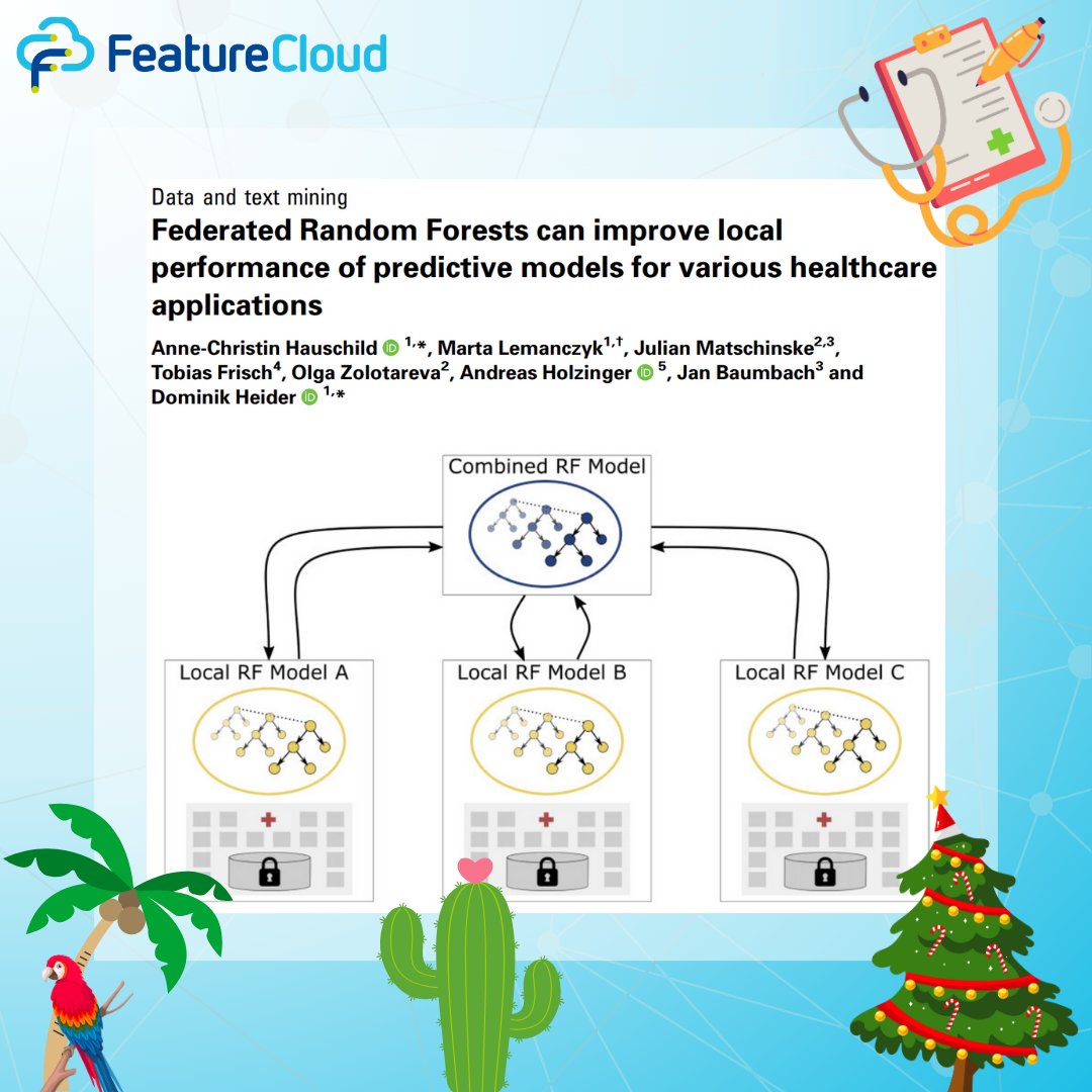 FeatureCloud (@feature_cloud) on Twitter photo Aligned with #FeatureCloud’s achievement to create a platform for secure🔐#decentralized data analysis between collaborating clinics across the globe🌎, <a href="/achauschild/">HauschildLab</a> et al. evaluated the efficacy of #federated #RandomForests for medical #PredictiveModels⚕️ featurecloud.eu/wp-content/upl… Aligned with #FeatureCloud’s achievement to create a platform for secure🔐#decentralized data analysis between collaborating clinics across the globe🌎, <a href="/achauschild/">HauschildLab</a> et al. evaluated the efficacy of #federated #RandomForests for medical #PredictiveModels⚕️ featurecloud.eu/wp-content/upl…