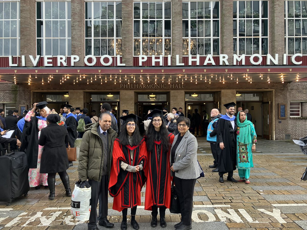 My sister and I graduated with our PhDs today. Doctors Gupta and Gupta pictured with proud parents. #LivUniGrad #PhDone