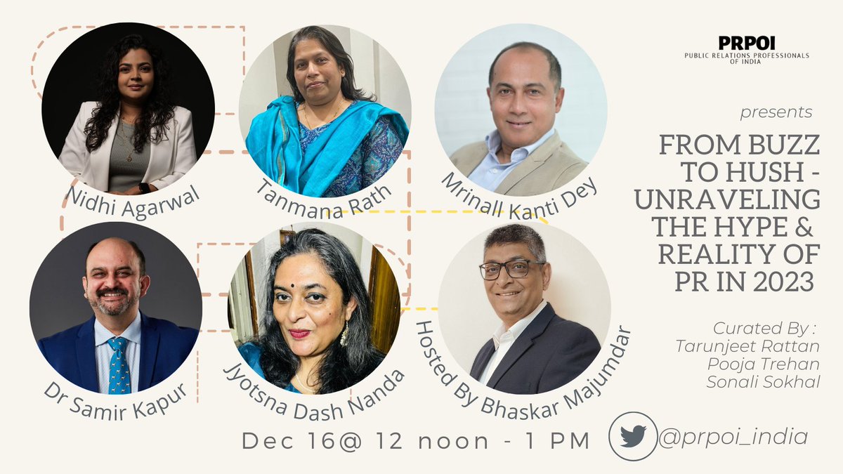 What rang true & what didn't pan out from the predicted #PR trends for 2023? Let's find out this Saturday on PRPOI with @mrinall @samir_kapur @trath2017 @jyotsna_d_nanda @agrwlnidhi Right here ! Host: @Probasibangali Curators : @mindtweak123 @SokhalSonali @PoojaBD