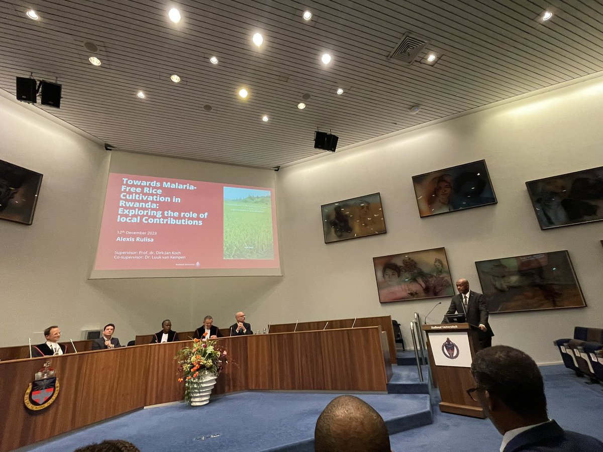 OneHealthEnto's tweet image. PhD defense @Radboud_Uni of Alexis Rulisa about the economic links between rice irrigation and malaria in Rwanda. Great work from an interdisciplinary team.