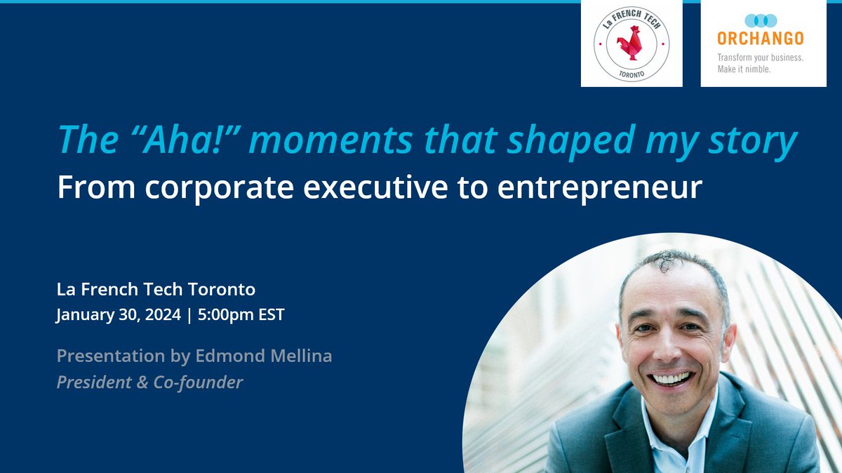 edmondmellina's tweet image. 🎤 #speaking #speaker | Looking forward to sharing my #founderjourney @FrenchTechTo next month! ⬇ Thanks to / merci à @marclijour for the invite!!

-------
THE “AHA!” MOMENTS THAT SHAPED MY STORY
From corporate executive to entrepreneur
-------

Details: orchango.com/speaking-at-la…