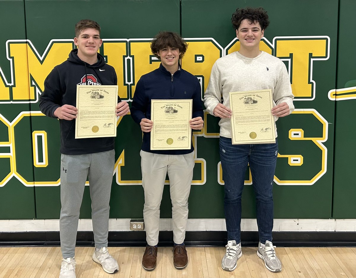 Thank You to @RepJoeMiller for recognizing the on field achievements for Football Players, Cole Norris, Ashton Draga, & Eli Solak!!! We appreciate your support of our Student-Athletes and our School District!
