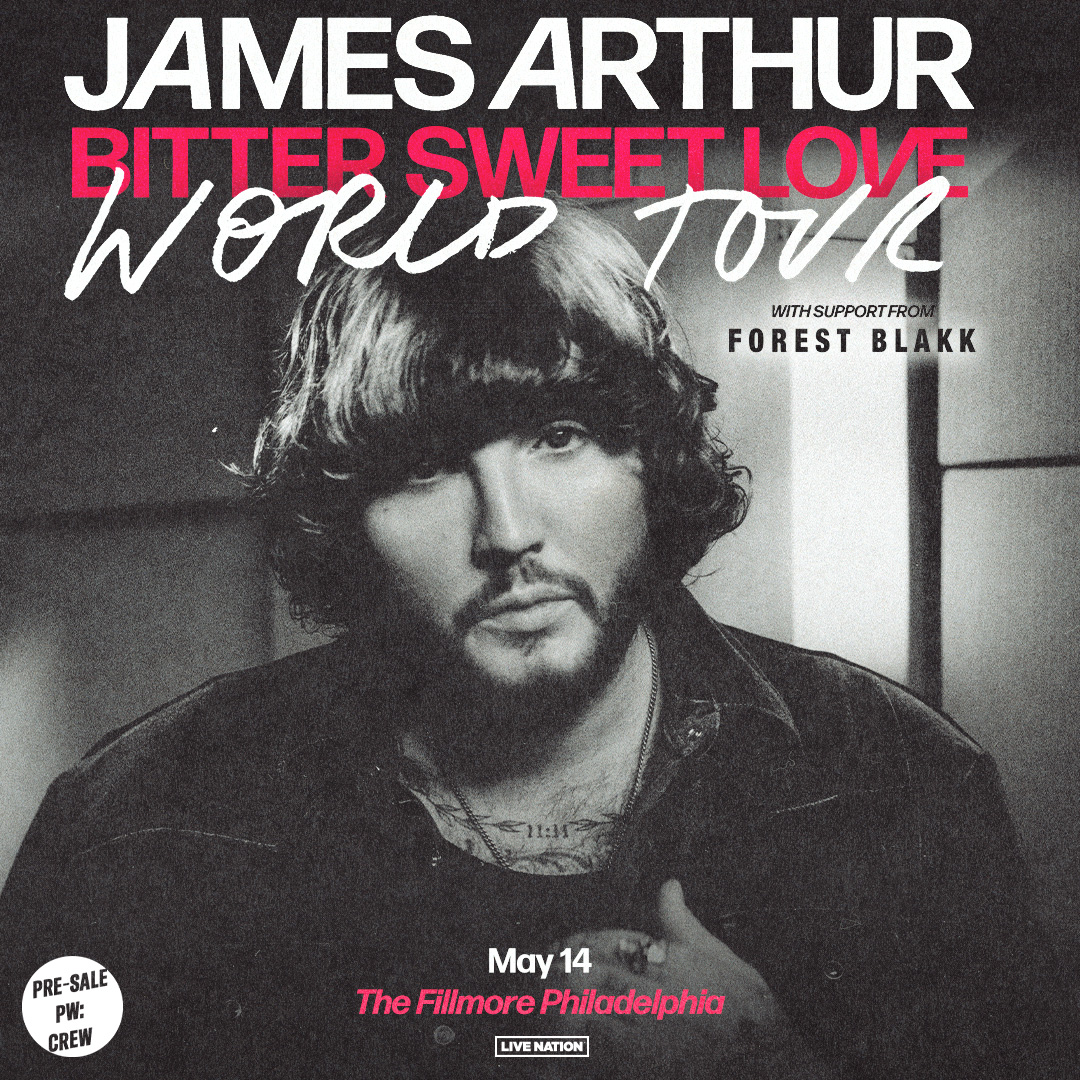 JUST ANNOUNCED 🎤 @JamesArthur23 is headed to The Fillmore Philly on May 14th! Tickets go on sale Friday, December 15 at 11A. Pre-Sale starts Wed, 12/13 at 10am! [code: CREW] 🤝 🎫: livemu.sc/3RmlhUe